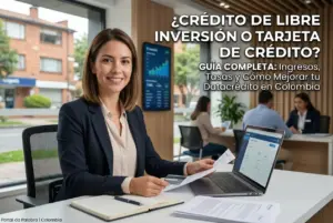 Mulher profissional em escritório moderno discutindo opções financeiras