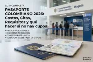 Passaporte colombiano aberto com dados pessoais em Bogotá