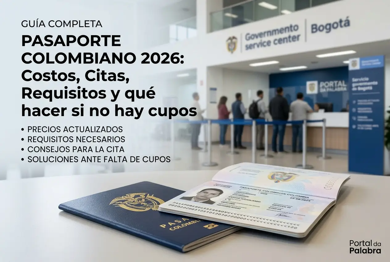 Passaporte colombiano aberto com dados pessoais em Bogotá