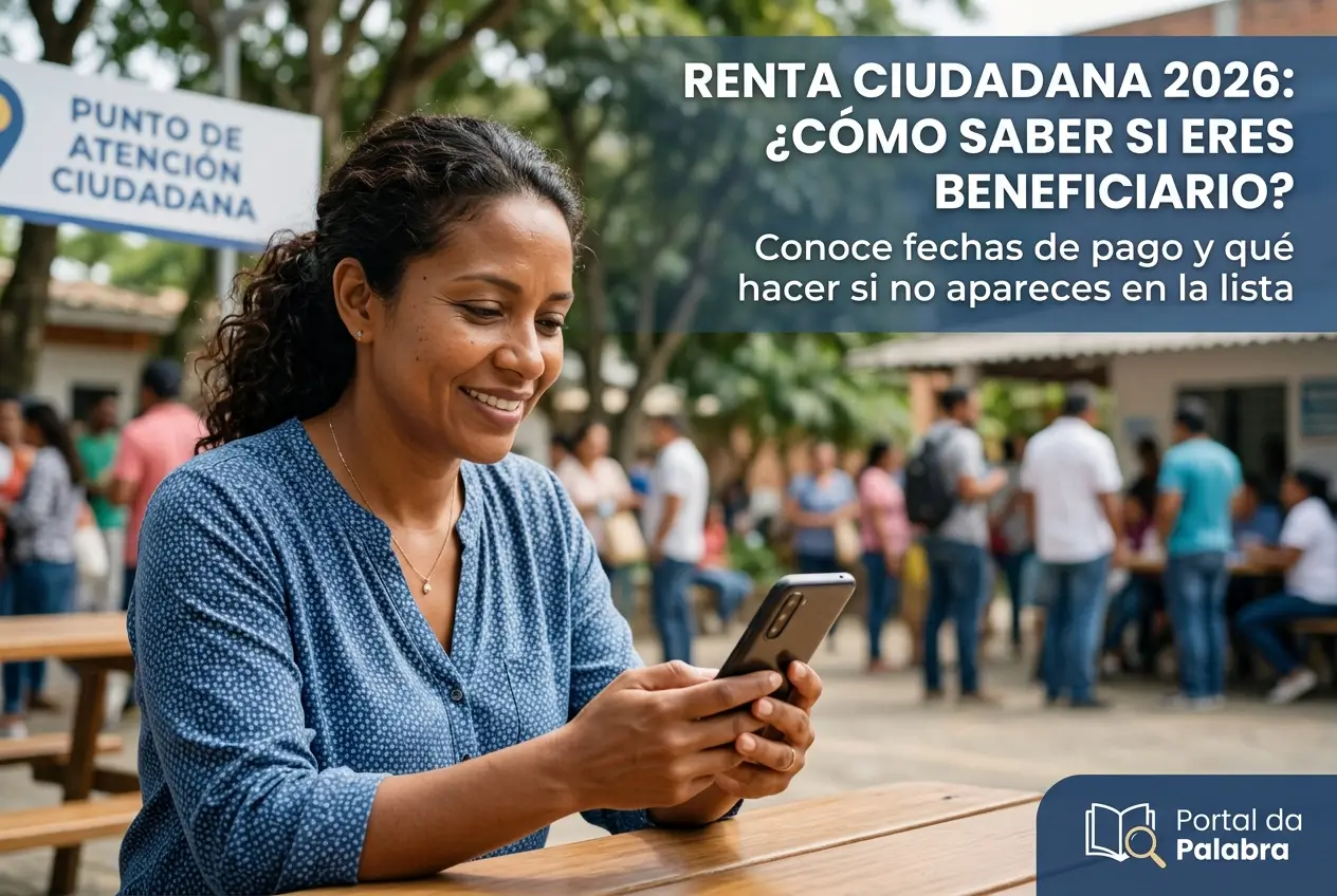 Mulher com cabelo cacheado sorrindo, foco em Renta Ciudadana 2026