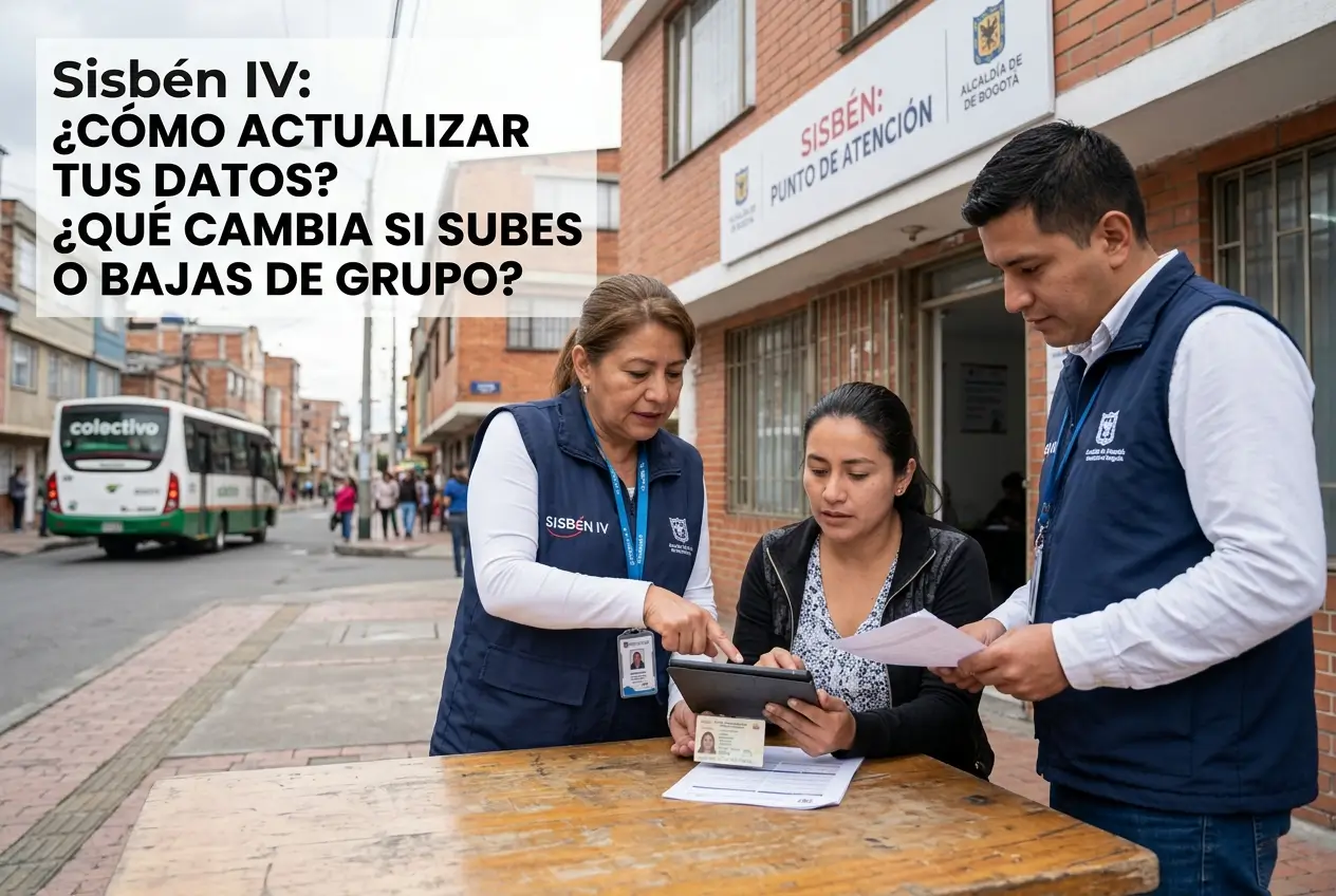 Ponto de assistência Sisben IV em discussão com tablet