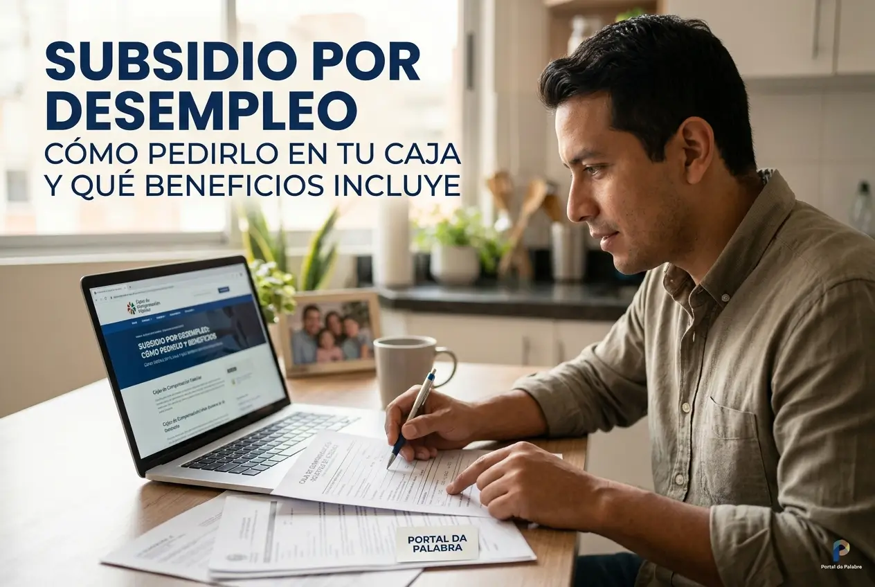 Homem preenchendo formulários de benefícios no laptop