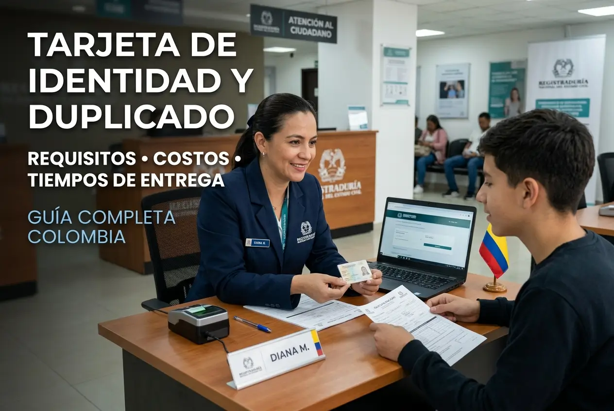 Diana M. processando identidade com bandeira colombiana